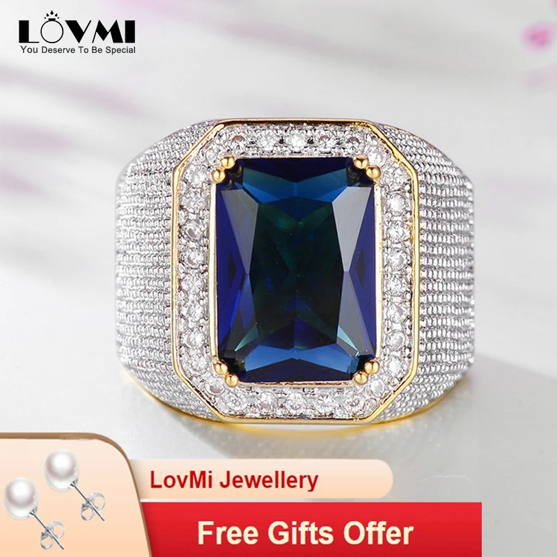 

Luxury Men's Ring 925 Silver Black Sapphire Gemstone Square Shape Diamond Men Finger Ring For Wedding Party Jewelry Accessories