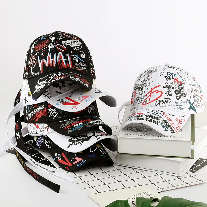

New Fashion Graffiti Printing Baseball Cap Outdoor Cotton Casquatte Hat Men Women Summer Caps Adjustable Letter Cool Gorra