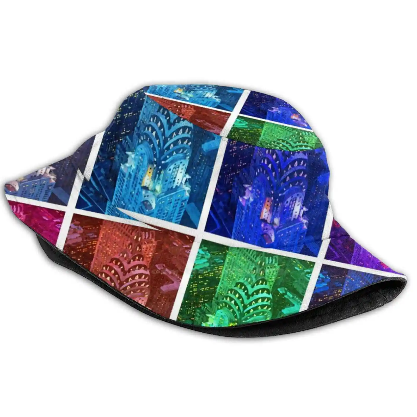 Warholic Remix: New York City - Chrysler Building In Manhattan Women Men Fisherman Hats Bucket Caps |