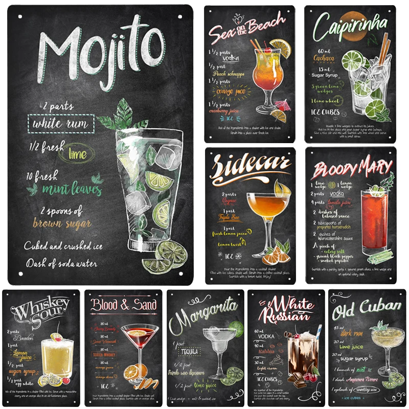 Винтажный металлический настенный постер с изображением холодного чая на