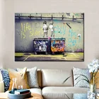 Граффити уличное искусство два обнаженных непослушных детей холст живопись плакаты и принты настенное искусство для гостиной домашний Декор (без рамки)