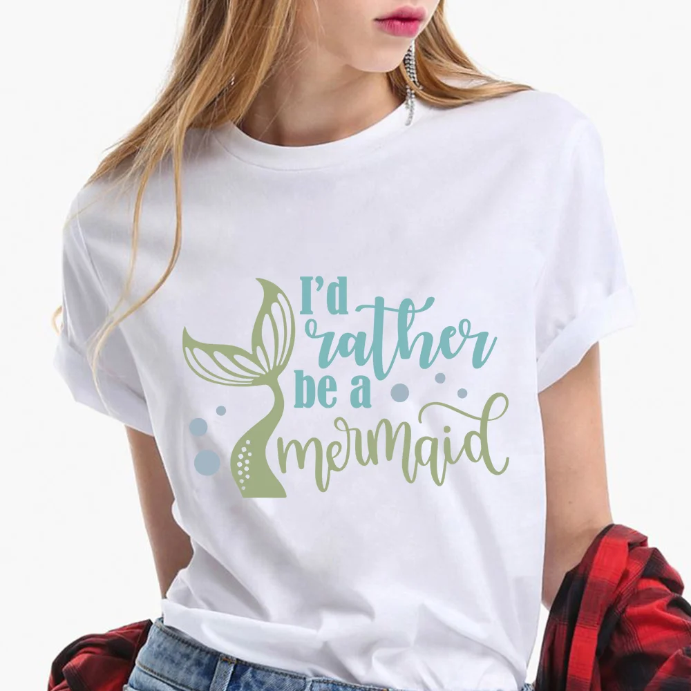 

The Little Mermaid Print Tshirt Women Tshirts Princess Streetwear Casual O-neck Funny Female T-shirt Tops Dropship