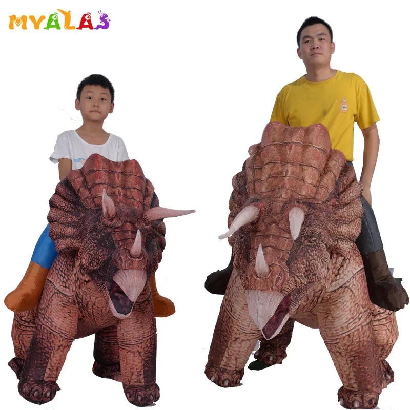 Надувной наряд Трицератопс для езды на Хэллоуин костюмы динозавров взрослых и