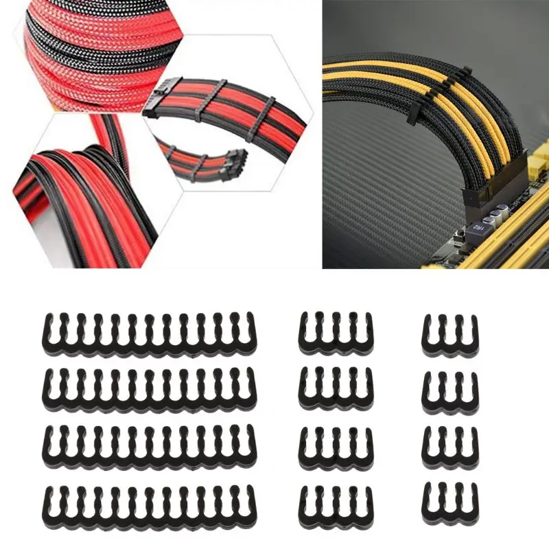 

12Pcs PP Cable Comb /Clamp /Clip /Dresser For 2.5-3.0 mm Cables Black 6/8/24 Pin W3JB