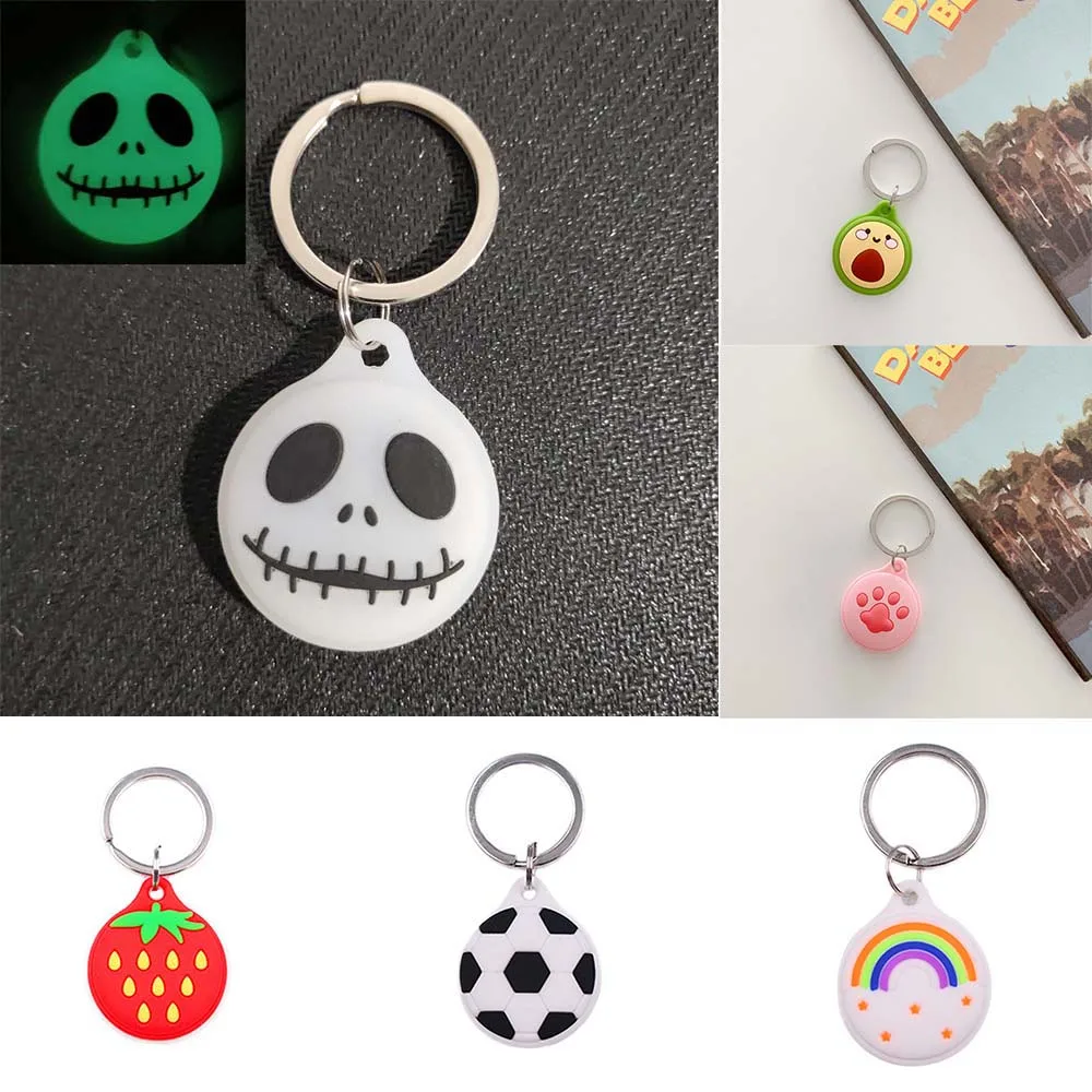 

Чехол с изображением черепа, футбола, милый мультяшный чехол для AirTag, мягкий силиконовый круглый чехол с кольцом для ключей, кольцо для пред...