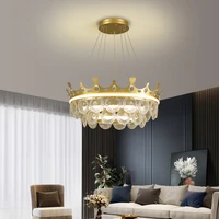 simple modern nordic bedroom crystal chandelier living room atmosphere ring circular crystal chandelier dining hall led lamps