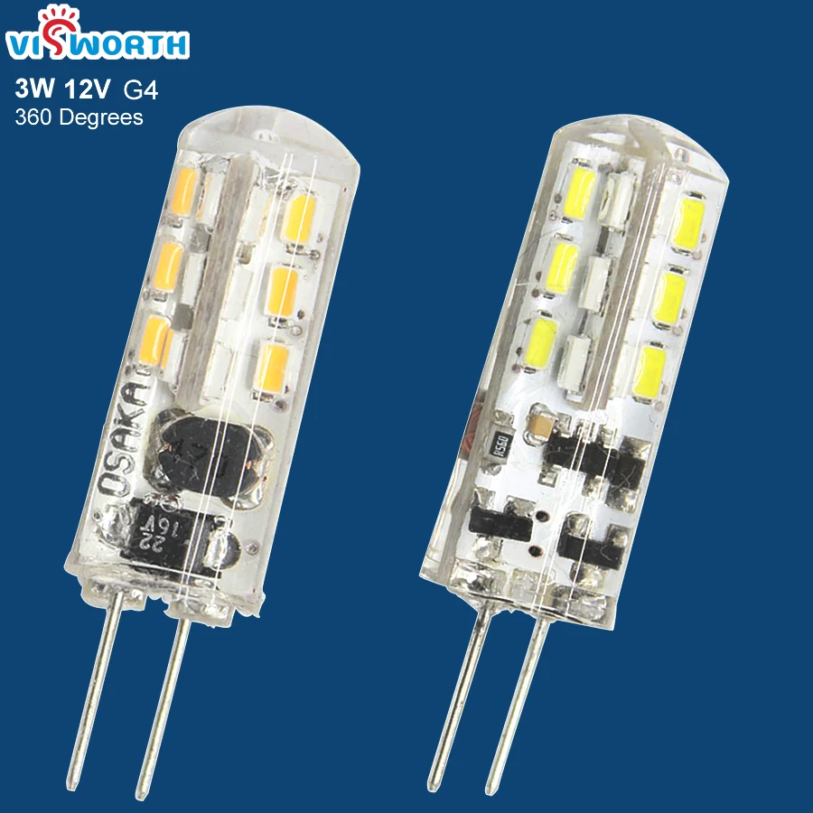 Светодиодная лампа G4 SMD3014, 12 В, 3 Вт, 360 градусов