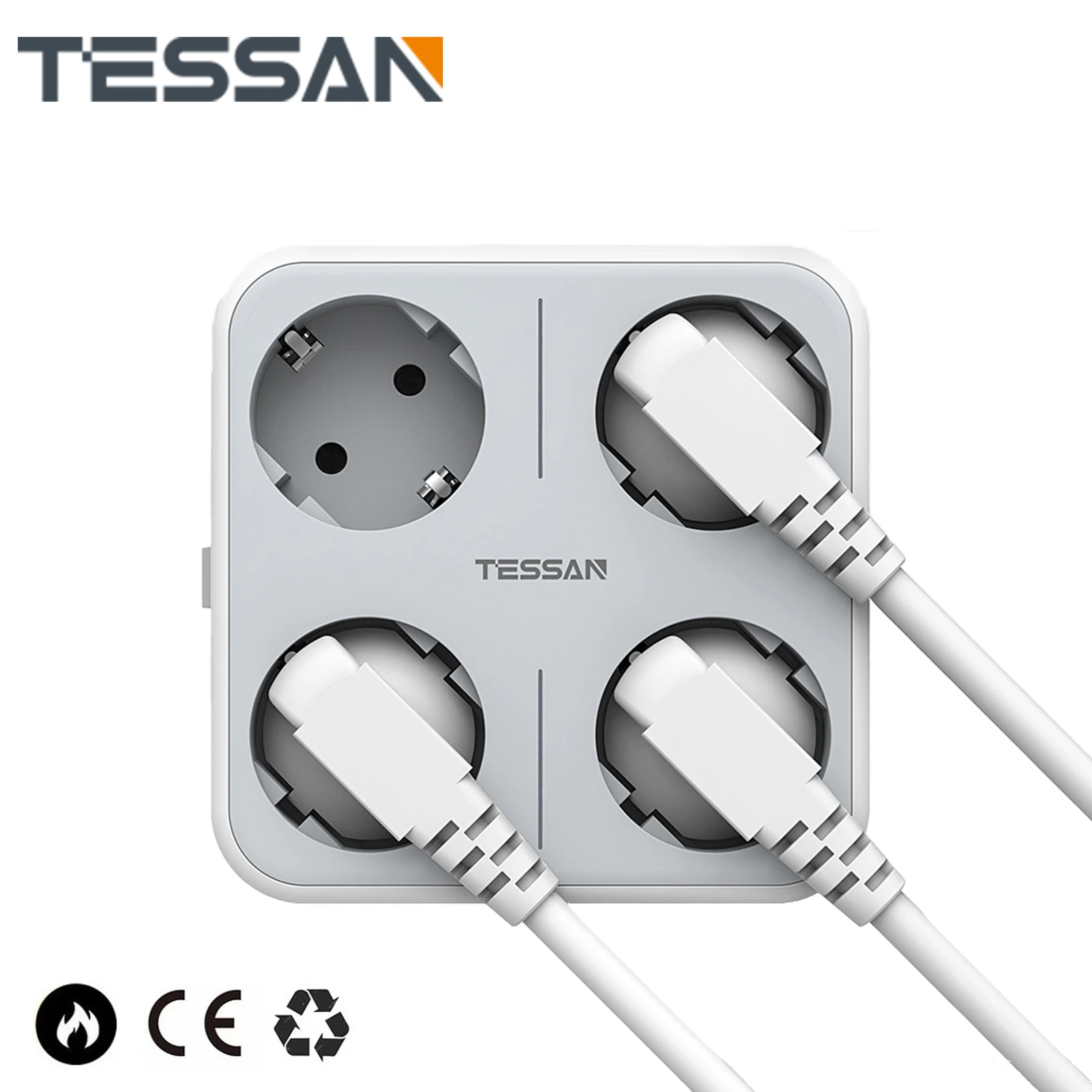 

Сетевой фильтр TESSAN USB с 4 розетками переменного тока, 3 USB-порта и переключателем ВКЛ./ВЫКЛ., европейская настенная розетка с разъемом DE/FR для с...