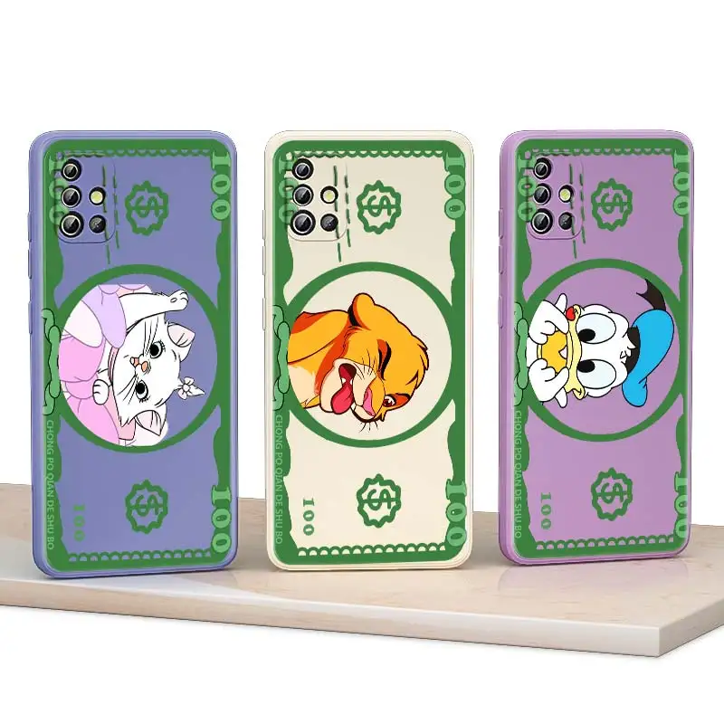 

Cute disney money Liquid Silicone Phone Case For Samsung A91 A81 A72 A71 A52 A51 A50 A32 A31 A20 A30 A21S A20S A02 A01