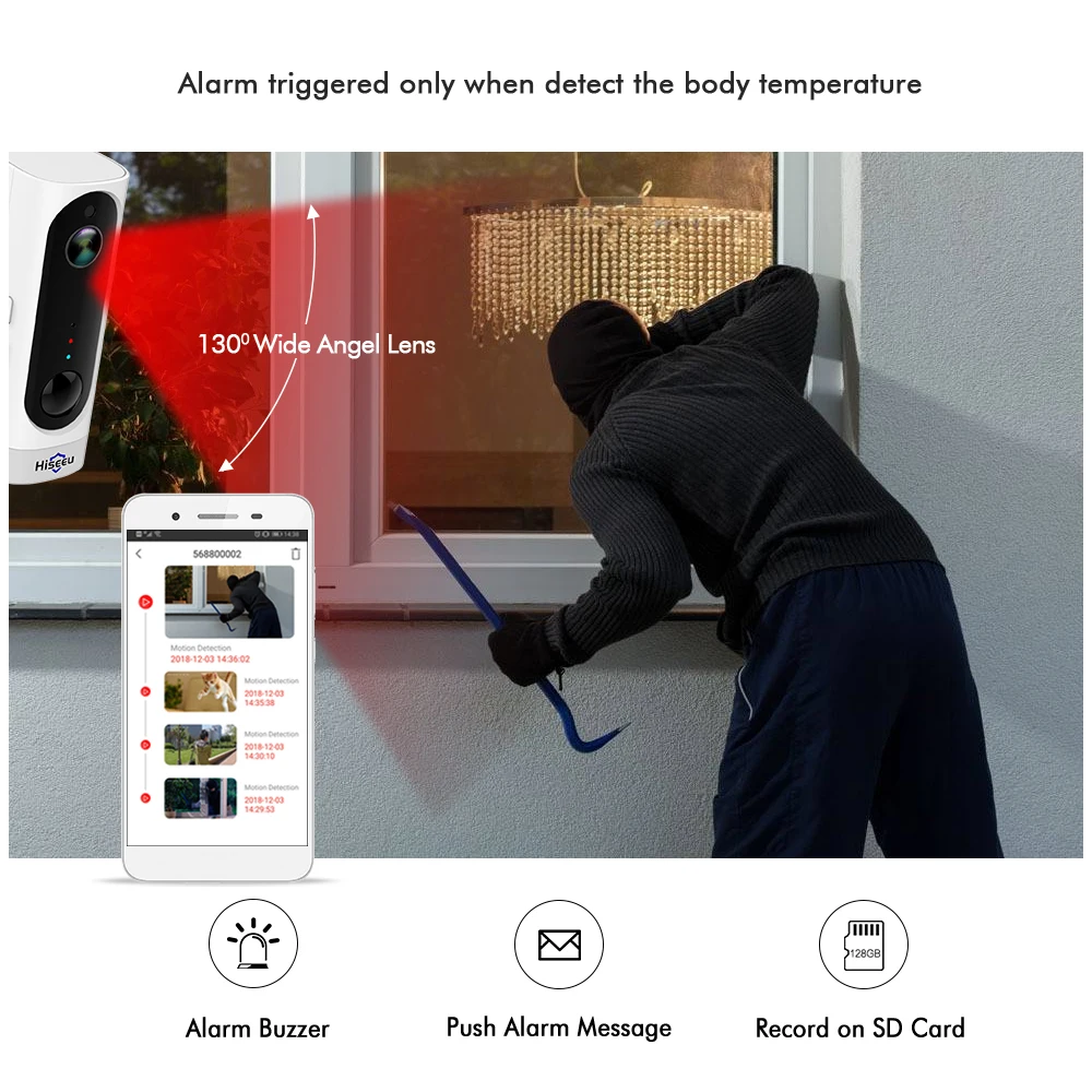 WiFi камера IP беспроводная домашняя Безопасность PIR камера 1080P HD мини ночного видения 3000ма перезаряжаемая батарея без проводов 130 широкий угол