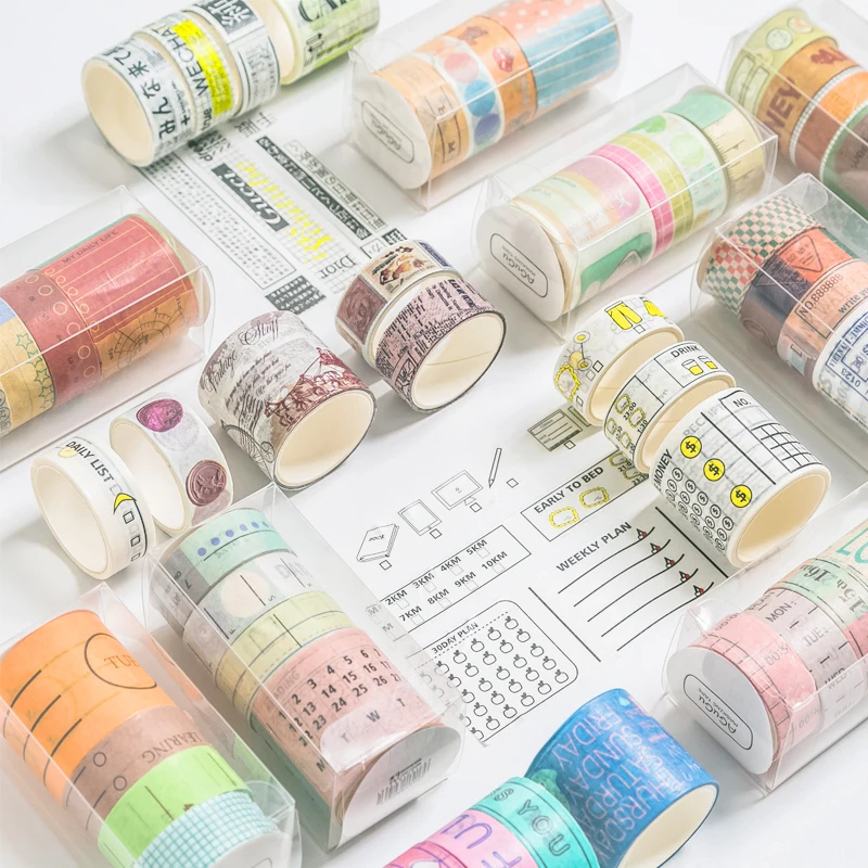 

4 Rolls Washi Masking Tapes Set Travel Planner Daily Life Decorative Writable Vintage Tape For Diy Crafts Arts Scrapbooking