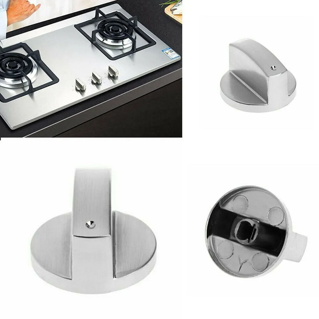 

4*6mm Universal Gas Stove Knobs Metal Silver Knobs Adapter Oven Switch Cooking Surface Control Locks Cookware Parts Replacement
