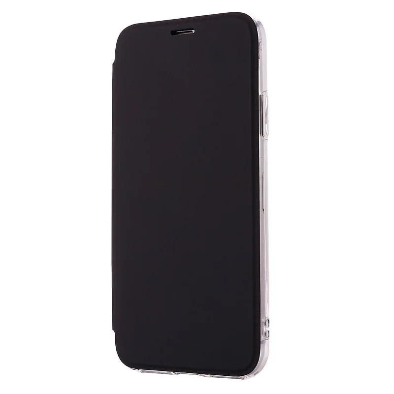 Черный Кожаный зеркальный чехол с откидной крышкой для samsung Galaxy Note 10 Pro 9 8 S10 S9 S8 Plus A20 A30 A40 A50 A70 A7 прозрачная задняя крышка - Цвет: Черный