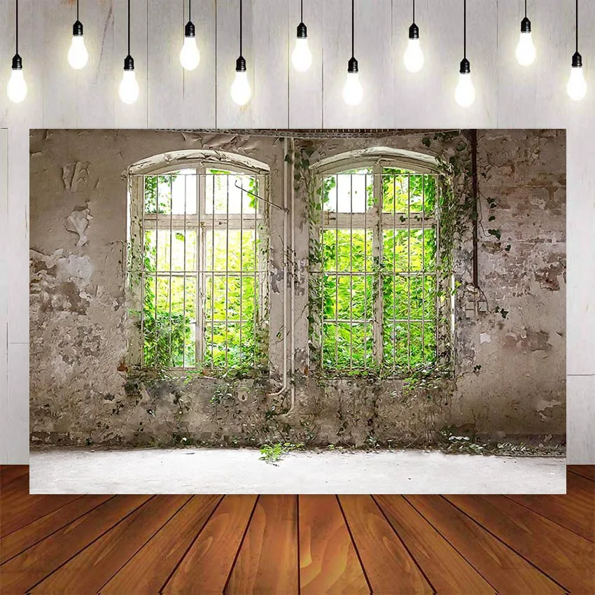 Фон для фотосъемки ретро старая стена Арка окно зеленый вид портретный фон