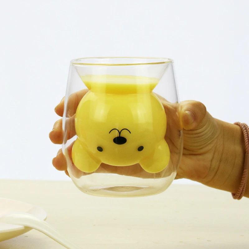 250 мл кружка для кофе с мультяшным животным медведем Милая кошка двойная