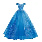 16 милых пышных платьев голубого цвета, бальное платье с открытыми плечами, 15 платьев, платья для выпускного вечера, Vestido De 15 Anos Quinceanera