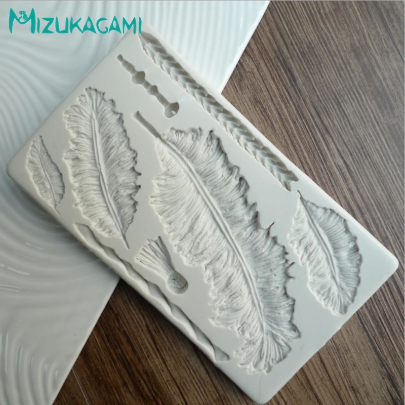 Новый Сахар ремесло большое перо силиконовая форма помадка торт декоративное