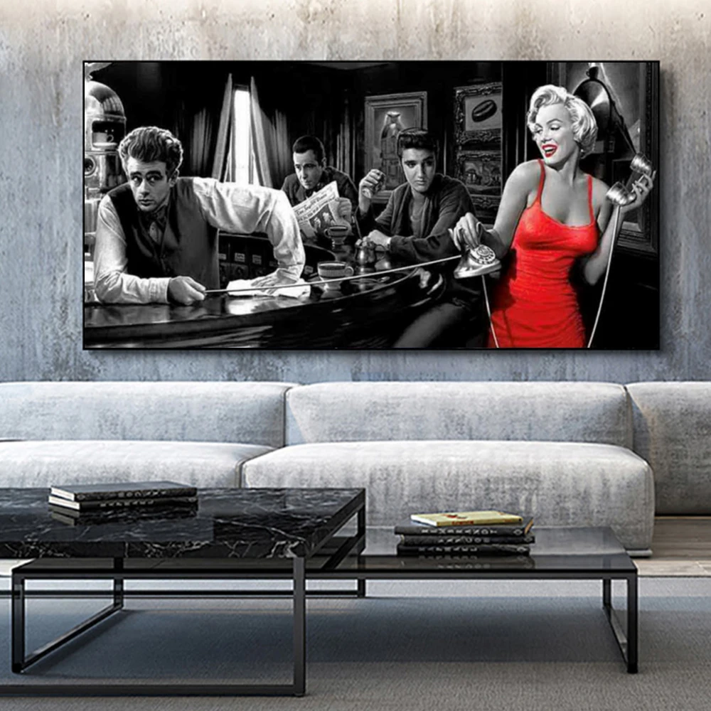 

James Dean Marilyn Monroe Elvis Presley Canvas Paintings Posters and Prints Wall Art Pictures for Living Room Decor (No Frame)