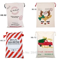 20pcslot canvas santa sacks christmas gift bags for wholesale large drawstring candy cane home decoration 50x70cm