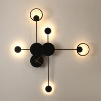 nordic clock wall lamp designer living room background wall decoration lamps simple creative personality bedroom bedside light