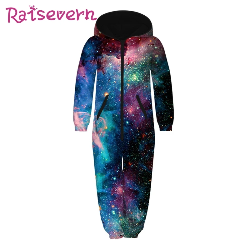 Raisvern Galaxy/детские комбинезоны с 3D принтом унисекс капюшоном и Свободный