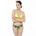 Женское сексуальное бикини с принтом листьев, комплект бикини из двух частей с разрезом для лета, пляжный купальник, купальный костюм, комплект бикини