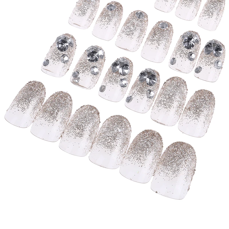 Полезные Новые 24 шт накладные ногти белый жемчуг кристалл элегантный полный