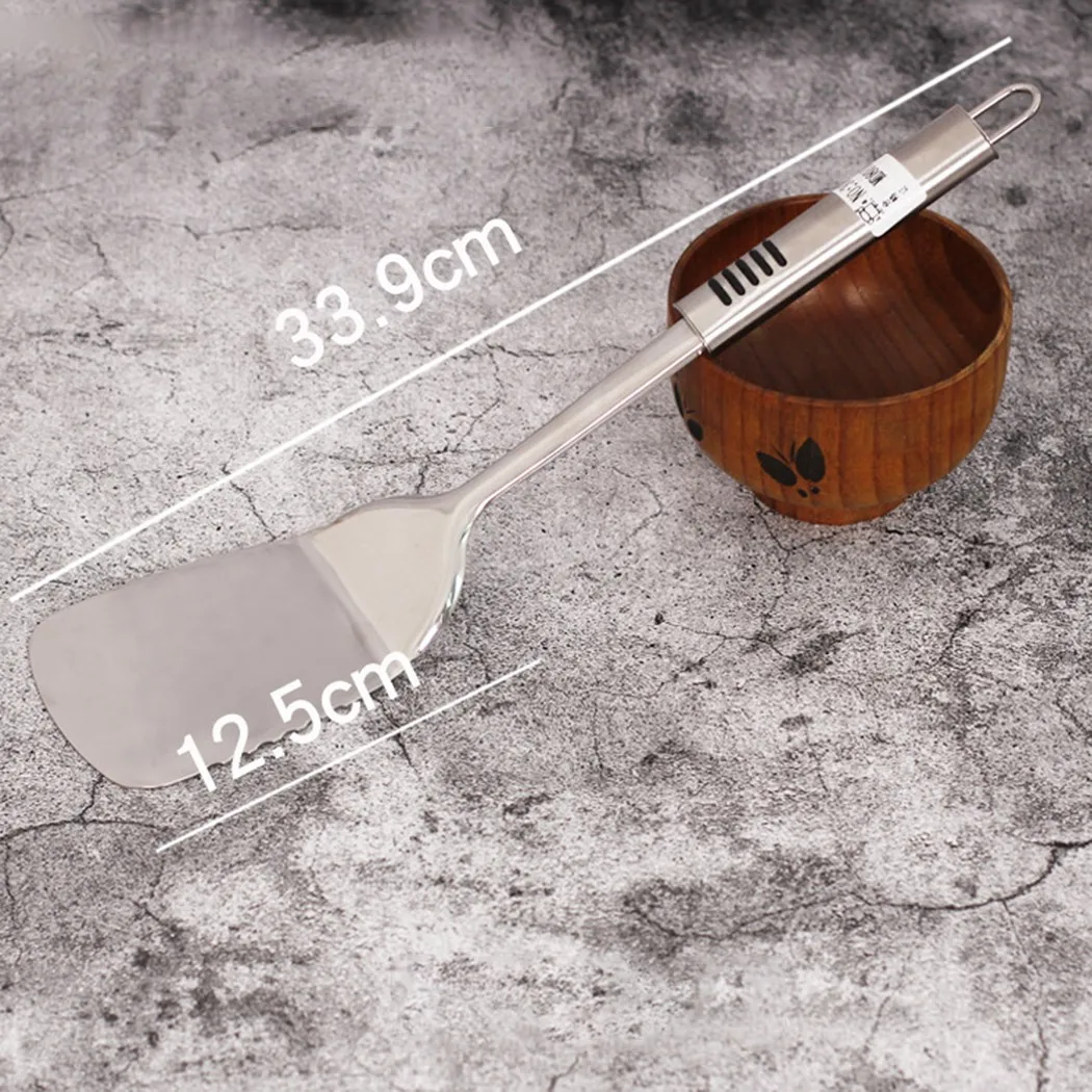 

1pc Stainless Steel Spatula Frying Shovel Soup Ladle Spoon Colander Kitchenware Cookware Good Heat Insulation Effect