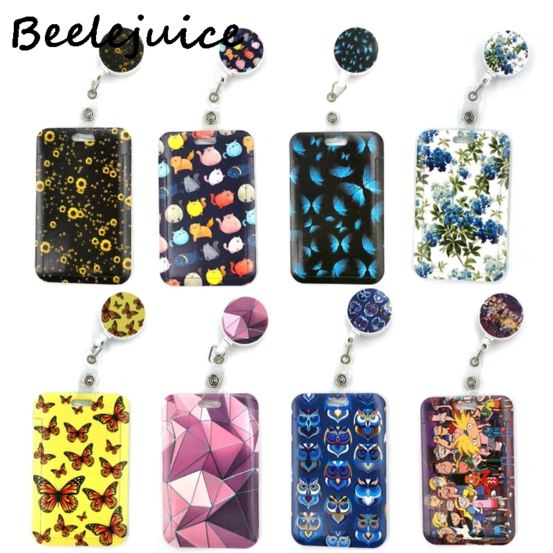 

Cartoon Cute Credit Card Holder Lanyard Women Men Kid Student Retractable Badge Reel ID Name Bus Clips Card Badge Holder Gifts
