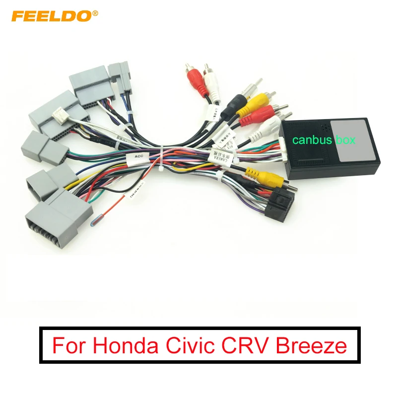 FEELDO автомобильный 16pin аудио жгут проводов с Canbus коробка для Honda Civic CRV Breeze Aftermarket