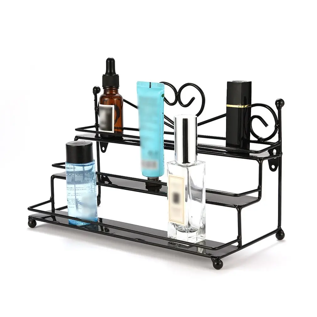 Кованая железная стойка для хранения лака ногтей трехслойная духов подставка