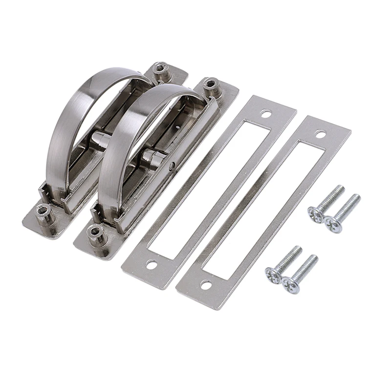 2Pcs Tatami Door Handles Zinc Alloy Recessed Flush Pull Cover Floor Cabinet Handle Bright Chrome Dark Furniture Hardware Promo | Дом и сад