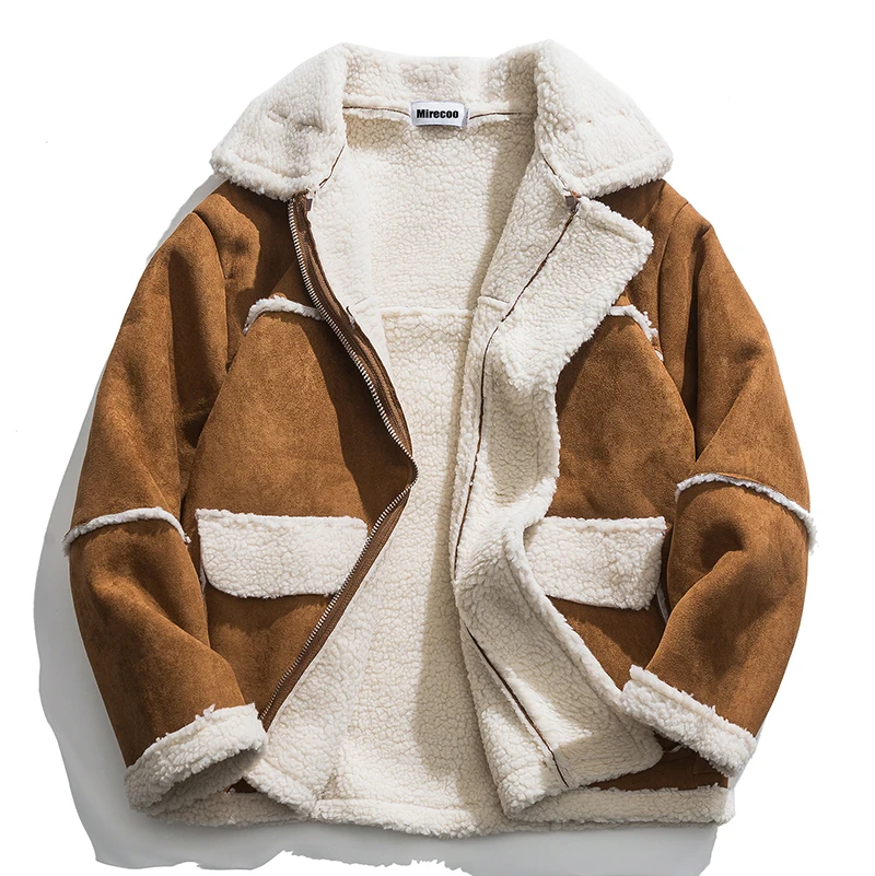 Комбинированная куртка из овечьей шерсти мужское пальто с мягкой подкладкой