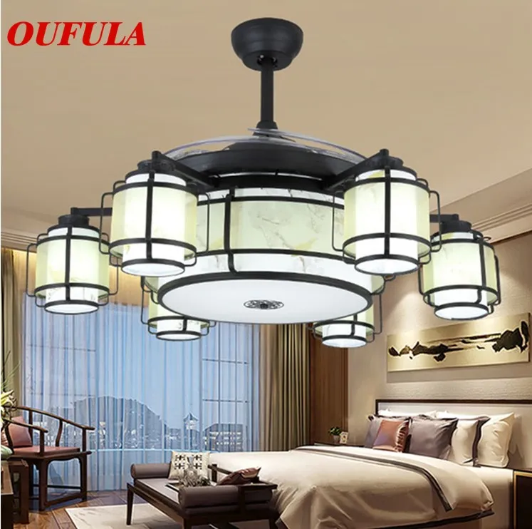 Современные потолочные светильники OUFULA с невидимым вентилятором и пультом