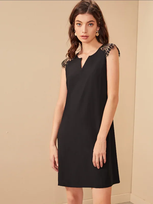 

Fashion solid color V-neck sleeveless short dress