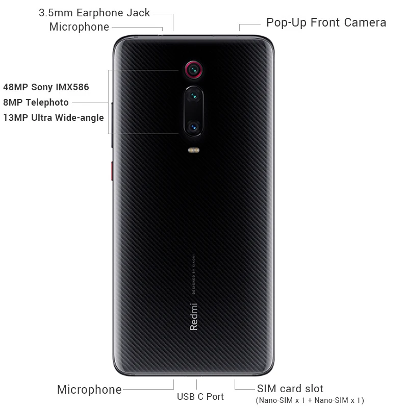 Смартфон Xiaomi Redmi K20 6 ГБ 128 (Mi 9 T) Snapdragon 730 камера 48 Мп и 20 4000 мАч AMOLED дисплей 39 дюйма