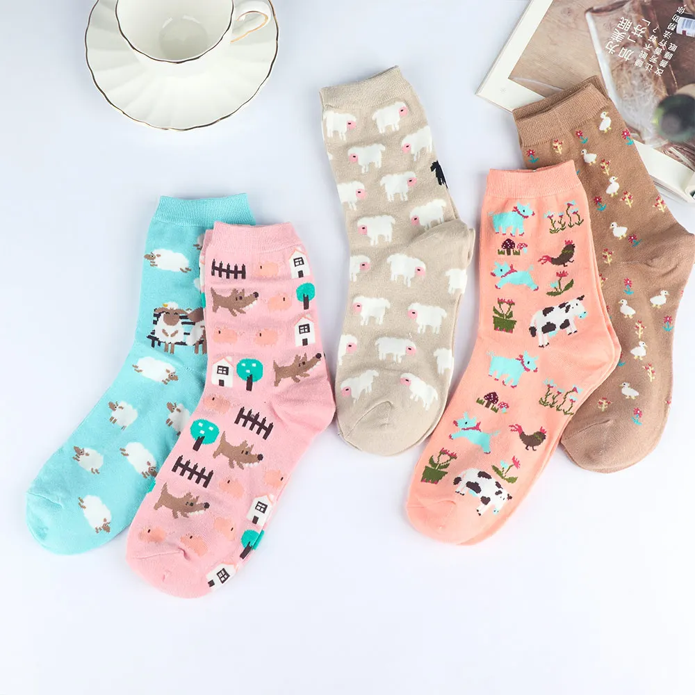 HEALMEYOU/1 пара милые шикарные женские Носки с рисунком овечки петуха собаки утки