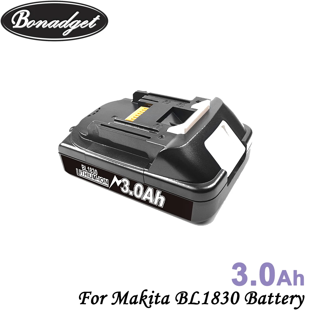 Перезаряжаемая литиевая батарея Bonadget для электроинструментов Makita BL1830 BL1815 BL1860