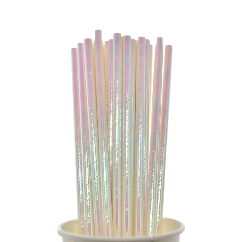 25 шт. фольга кашированая бумагой трубочки Белые Свадебные сувениры питьевые