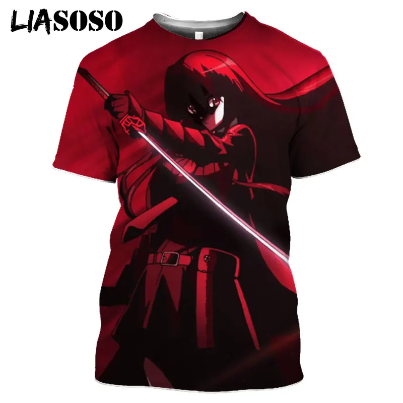 

LIASOSO 3D Print Women Men Japanese Anime Akame Ga Kill Tshirt Street T-shirt Hip Hop Harajuku Pullover Casual Short Sleeve Tops