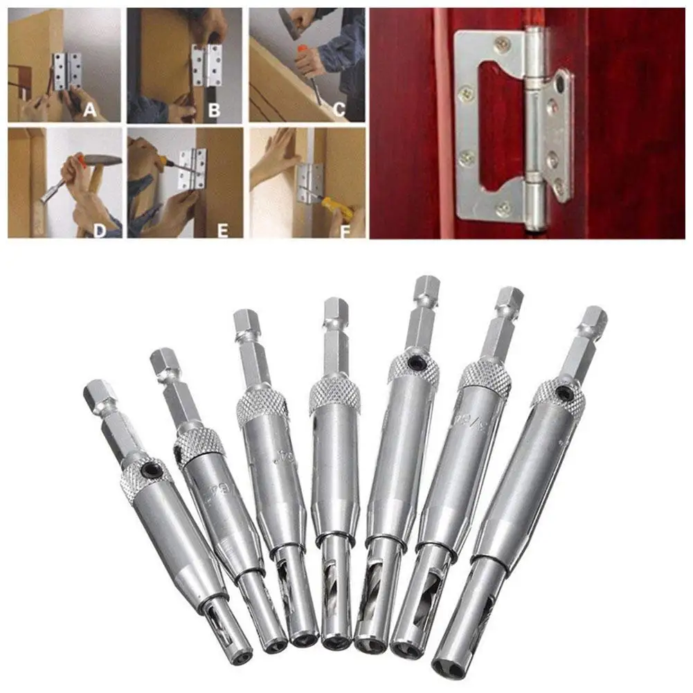 

4/7/8pcs HSS Self Centering Hinge Drill Bits Set Door Cabinet 5/64" 7/64" 9/64" 11/64" Center Drill Bit