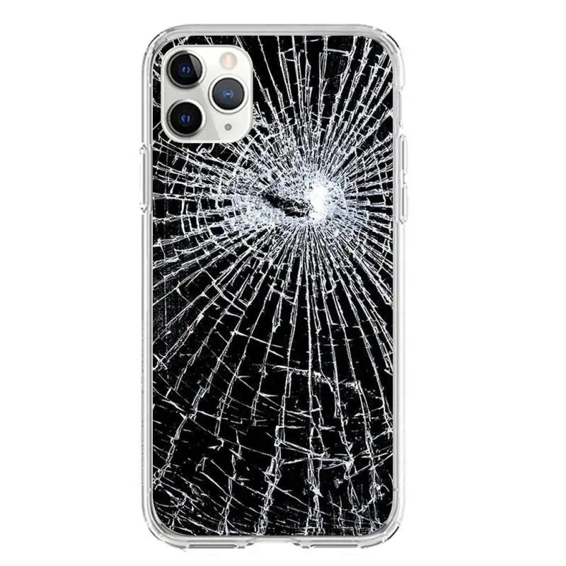 Чехол со сломанным стеклом для телефона Iphone 7 8 Plus X Xs Max Xr 11 12 13 Mini Pro SE2 прозрачный