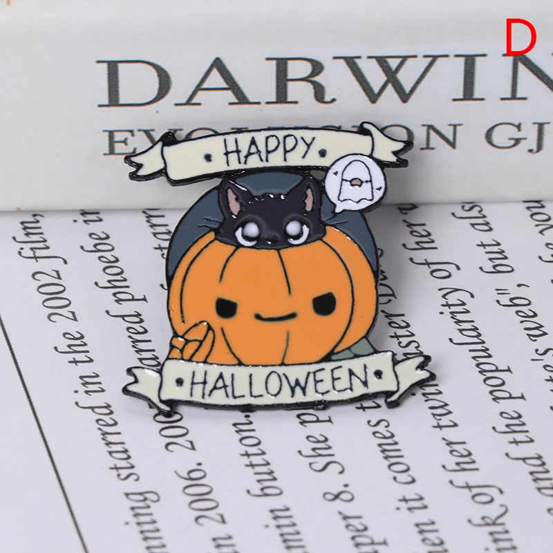 Хэллоуин эмали штырь кофе Луна в виде приведения и тыквы брошь зонтика рюкзак