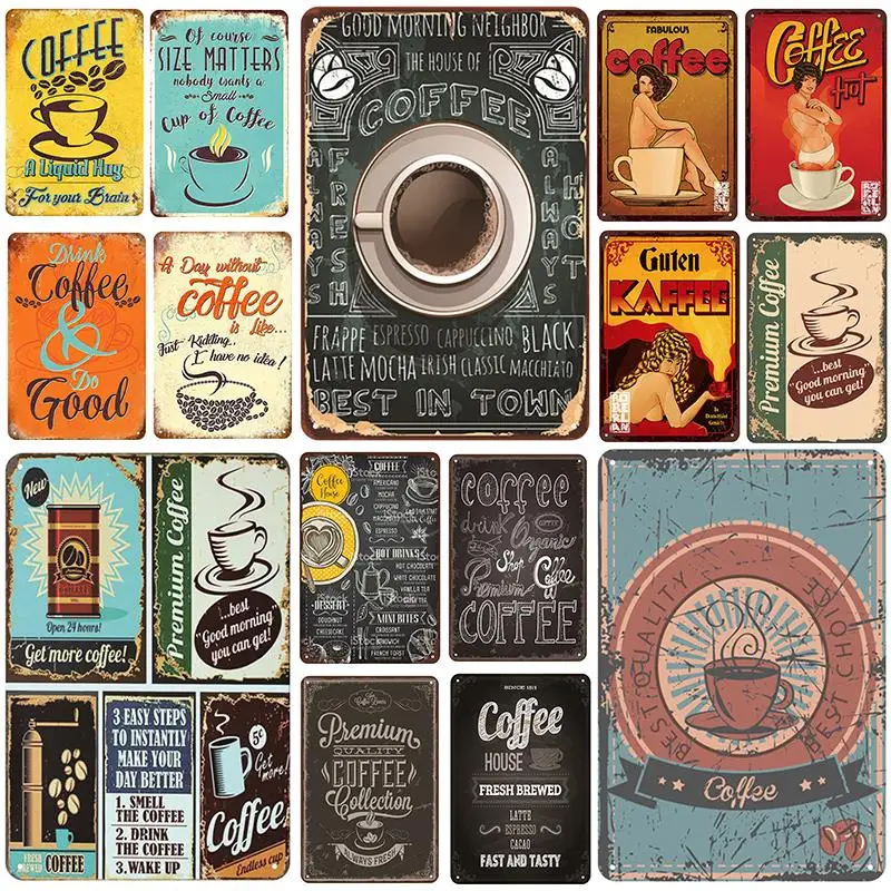 Металлическая вывеска для кофе винтажная жестяная Шикарный декор винтажные