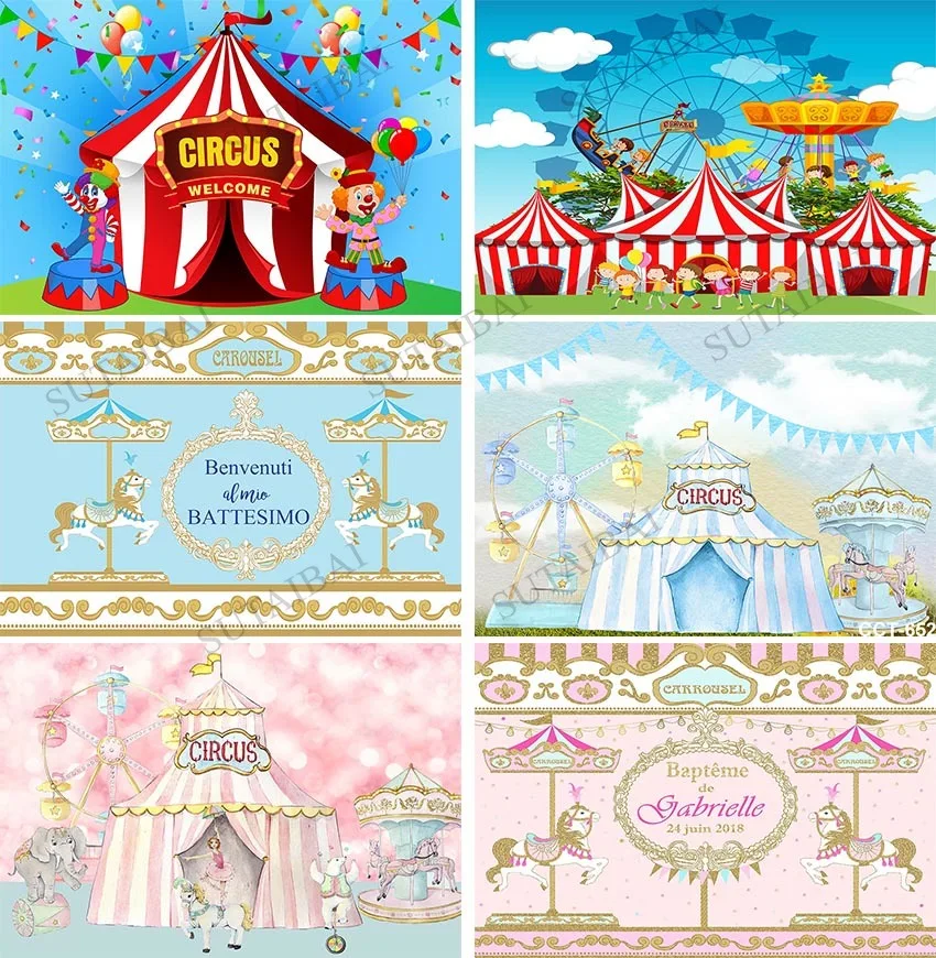 

Photography Backdrop Circus Fiesta Theme Elephant Giraffe Lion Zebra Background Birthday Party Party Supplies Banner Decoration