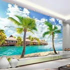 Фотообои на заказ с изображением Мальдивов, кокосового дерева, кокосового дерева, пейзажа, настенная ткань для гостиной, кабинета, телевизора, домашний декор, настенное покрытие