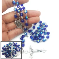 6 styles cross pendant necklace madonna christ rosary necklace ladies and gentlemancrystal beads catholic prayer jewelry rosary