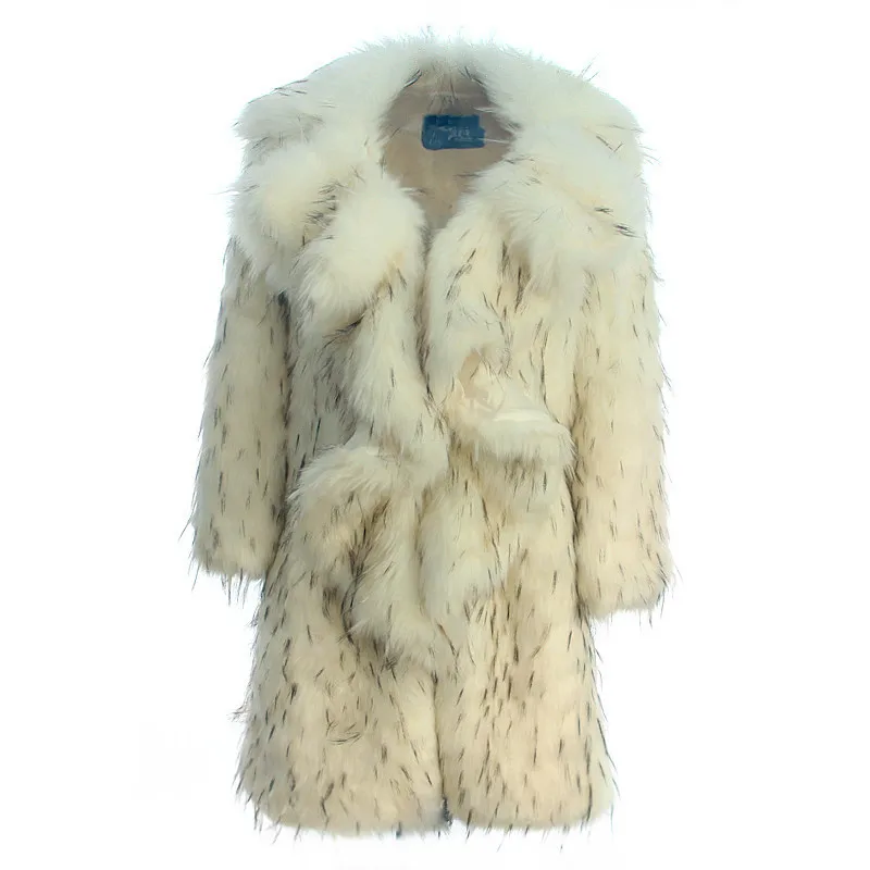 

Faux Fur Coats Fluffy Clothes With Raccoon Fur Long Warm Clothes With Ruffles 2021 Fashionable Women's Lapel Outerwear