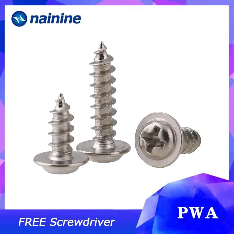 

50/100Pcs M1.7 M2 M2.3 M2.6 M3 M3.5 M4 PWA Screws Round Head Carbon Steel Self-tapping Screws Black Padded SS18