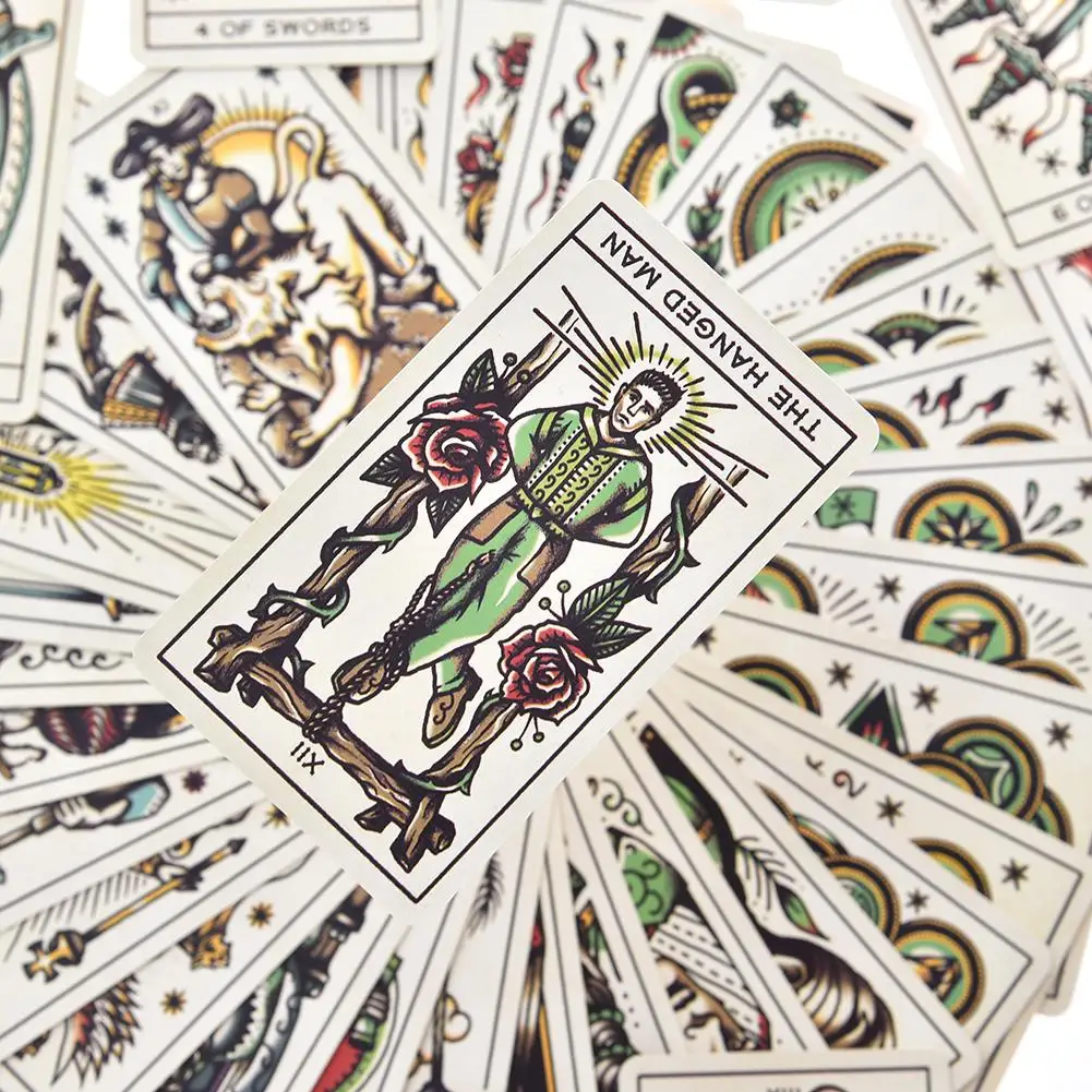 78Pcs Tattoo Tarot Board Game Divination Fate Deck Ebook To Guide Cards For Women Family Party Playing | Спорт и развлечения